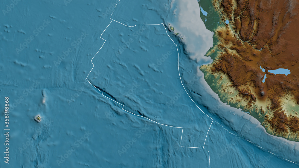 Rivera tectonic plate - outlined. Relief