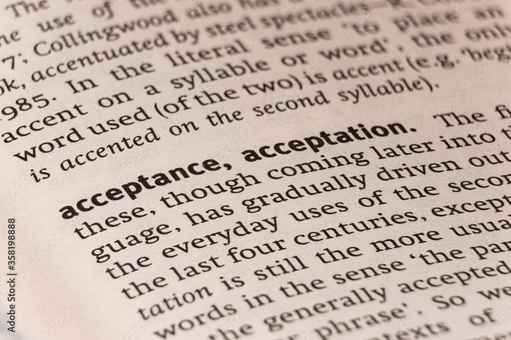 Dictionary definition of the word acceptance
