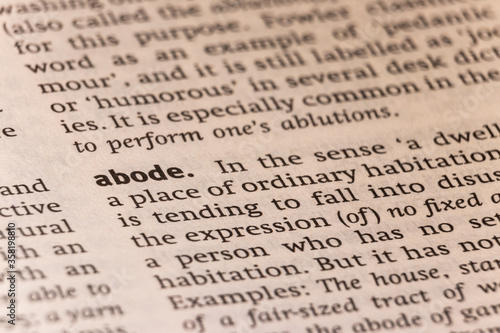 Dictionary definition of the word abode
