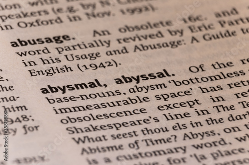 Dictionary definition of the word abysmal