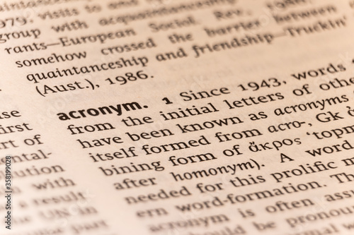 Dictionary definition of the word acronym