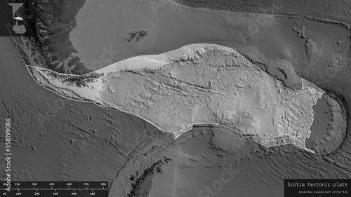 Scotia tectonic plate - composition. Grayscale photo