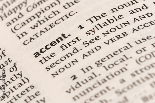 Dictionary definition of the word accent