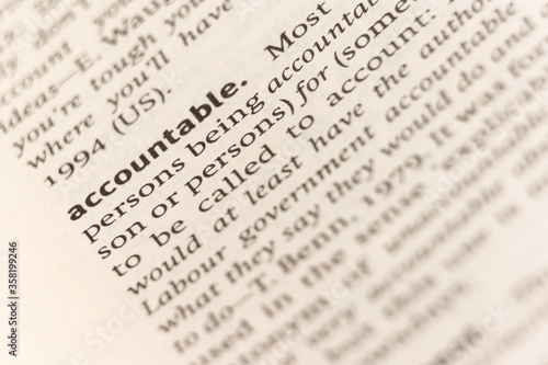 Dictionary definition of the word accountable