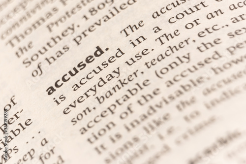 Dictionary definition of the word accused