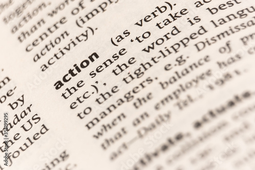 Dictionary definition of the word action