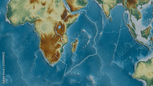 Foto Somalian tectonic plate - outlined. Relief