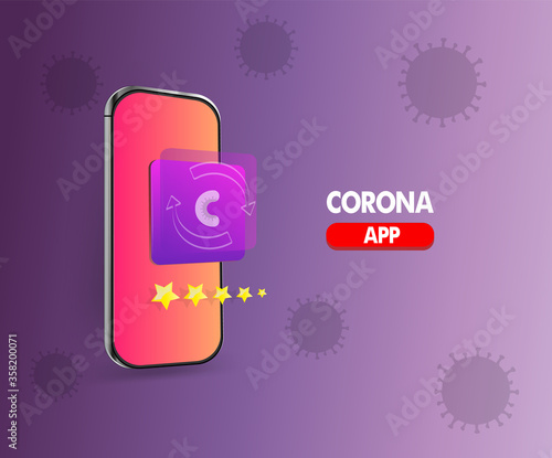 corona app. Corona warn app . Corona-Warn-App. mobile phone application for covid virus