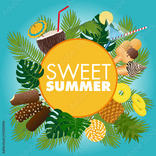 Affiche sur les gourmandises à déguster pendant les vacances d’été.