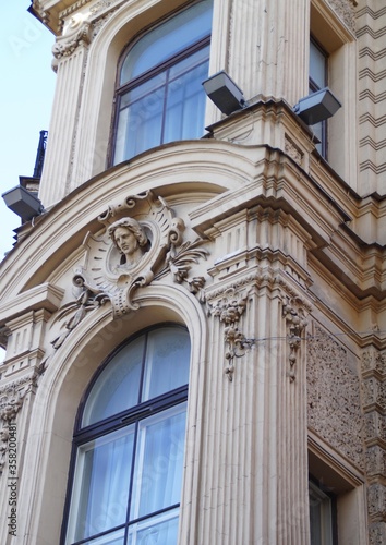 Detail of the facade of an old house in St. Petersburg