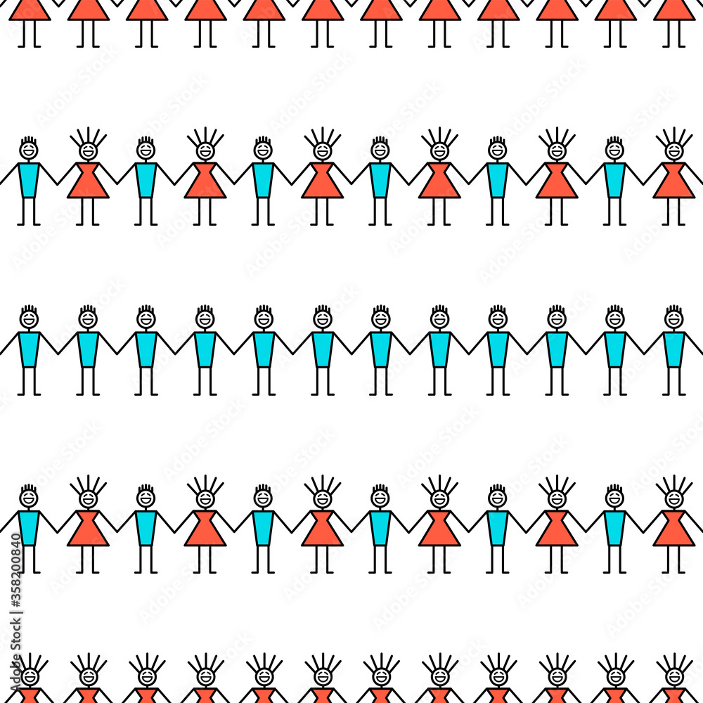 Abstract people holding hands. Seamless vector pattern Abstract people holding hands. Seamless vector pattern