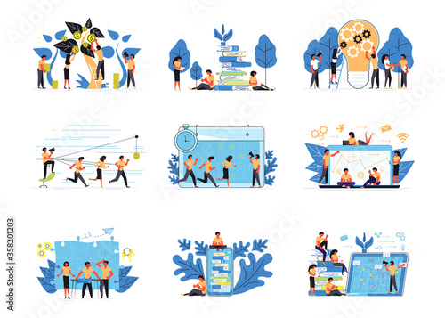Set of business concept isolated
