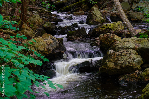 Beautiful flowing stream at Rickett s Glen State Park.