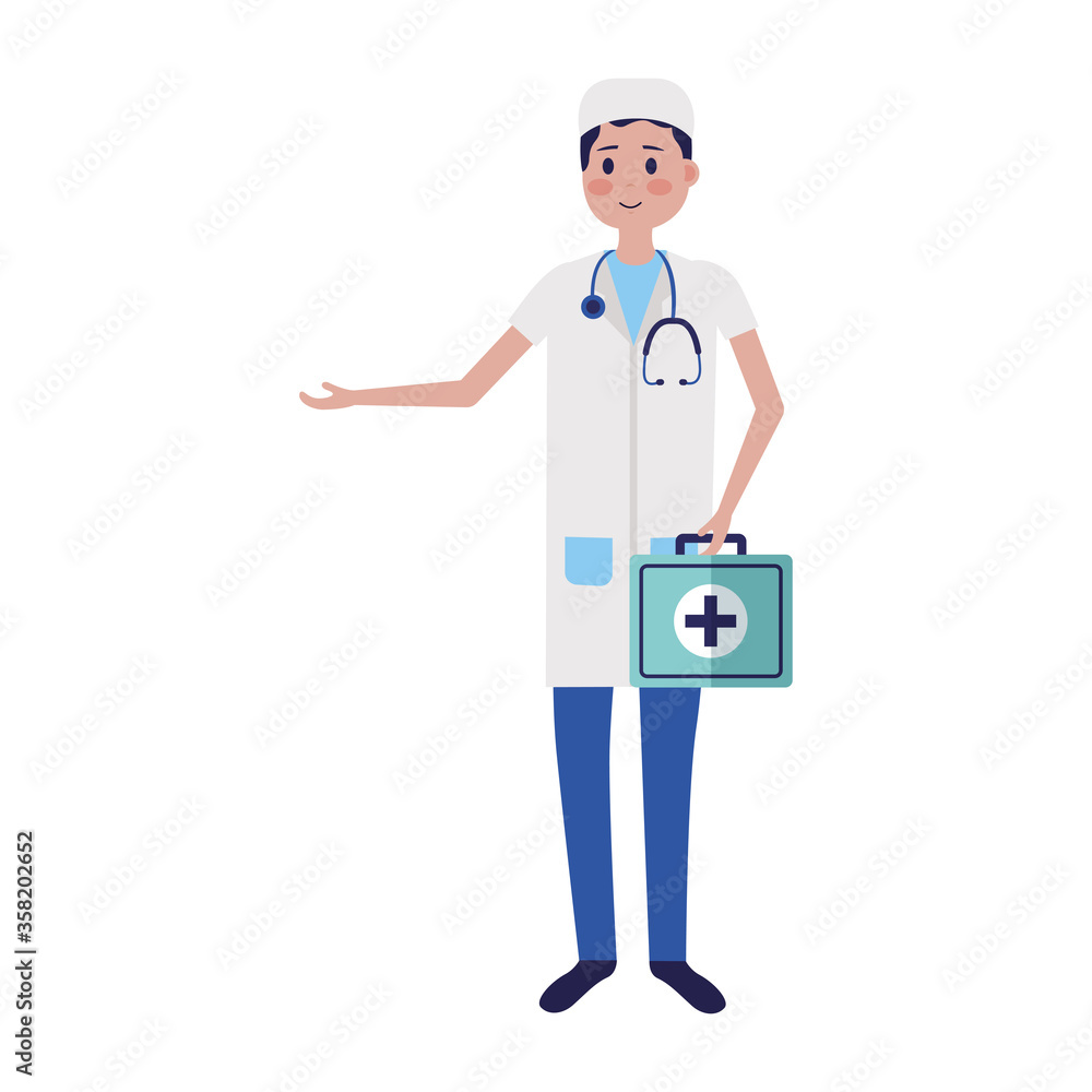 male doctor with uniform and kit vector design male doctor with uniform and kit vector design
