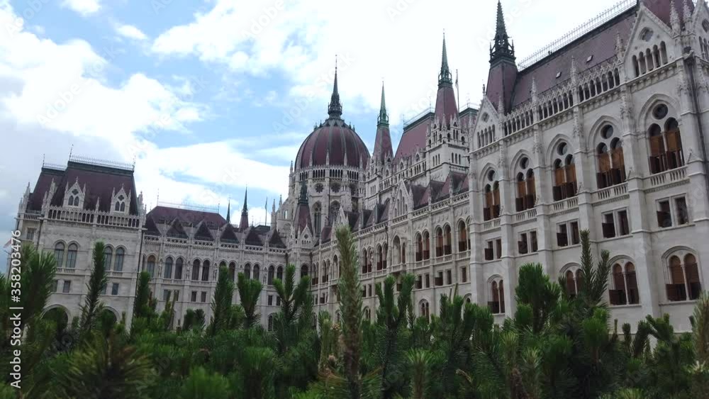Steady shot of the Hungarian parliament in Budapest Steady shot of the Hungarian parliament in Budapest