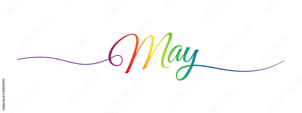 may letter calligraphy banner colorful gradient