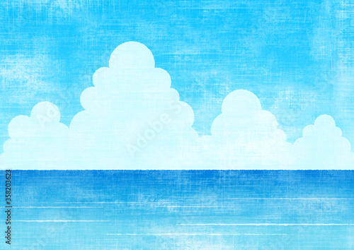 夏の背景 フレーム 海と入道雲2