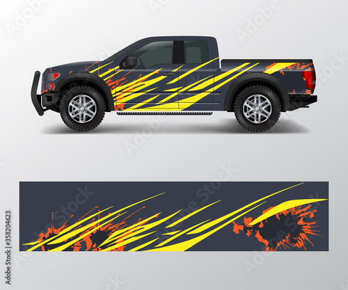 offroad vehicle wrap design vector. Pickup truck decal wrap design vector.