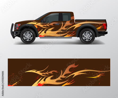 abstract Racing graphic background vector for offroad vehicle wrap design vector