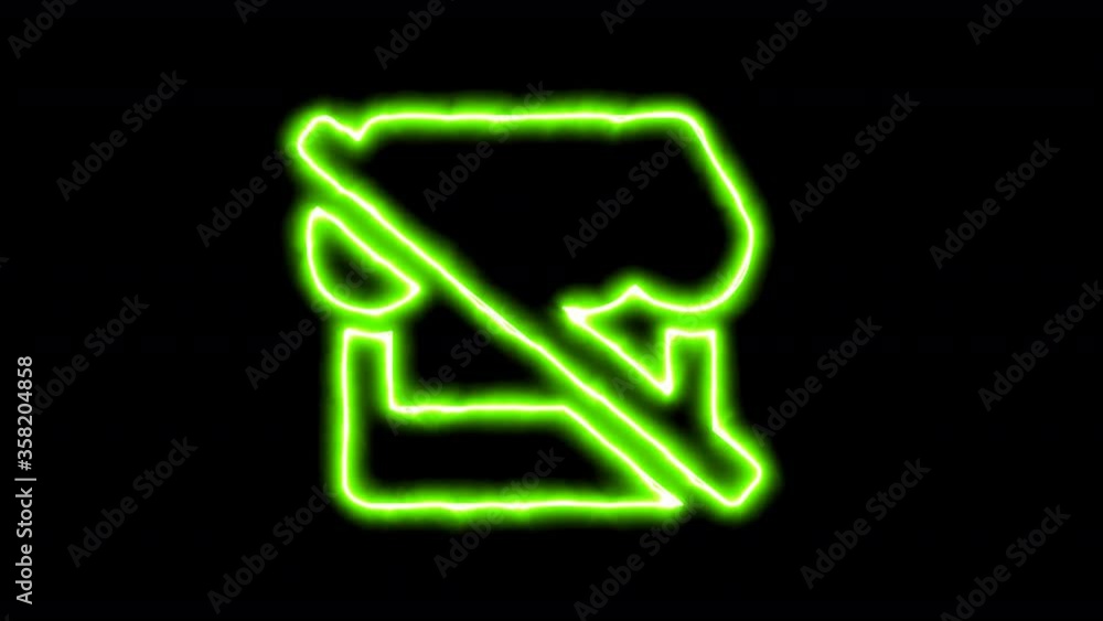 The appearance of the green neon symbol store slash. Flicker, In - Out. Alpha channel Premultiplied - Matted with color black The appearance of the green neon symbol store slash. Flicker, In - Out. Alpha channel Premultiplied - Matted with color black