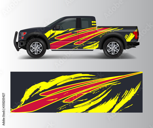 wrap graphic design vector for off road truck. Abstract sporty and adventure racing background. Full vector eps 10