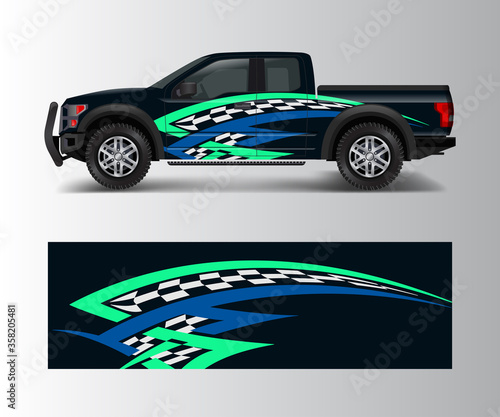 abstract Racing graphic background vector for offroad vehicle wrap design vector