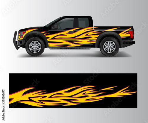 cargo van and car wrap vector, Truck decal designs, Graphic abstract stripe designs for offroad race, adventure and livery car