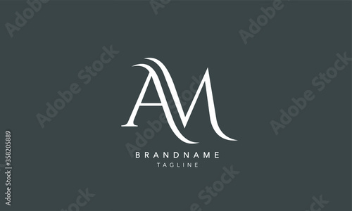 Alphabet letters Initials Monogram logo AM, A and M photo