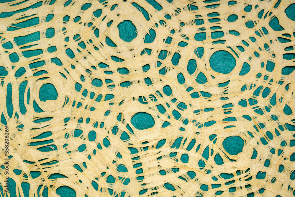 Amate bark paper with circular design against turquoise huun paper. This  ancient paper dates back to pre-Columbian and Meso-American times Stock  Photo | Adobe Stock