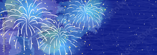 穏やかな色合いの花火　背景イラスト