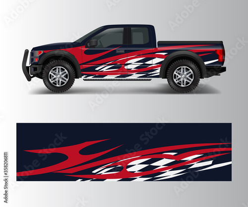 cargo van and car wrap vector  Truck decal designs  Graphic abstract stripe designs for offroad race  adventure and livery car