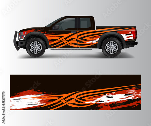 pickup truck graphic vector. abstract shape with grunge design for vehicle vinyl wrap