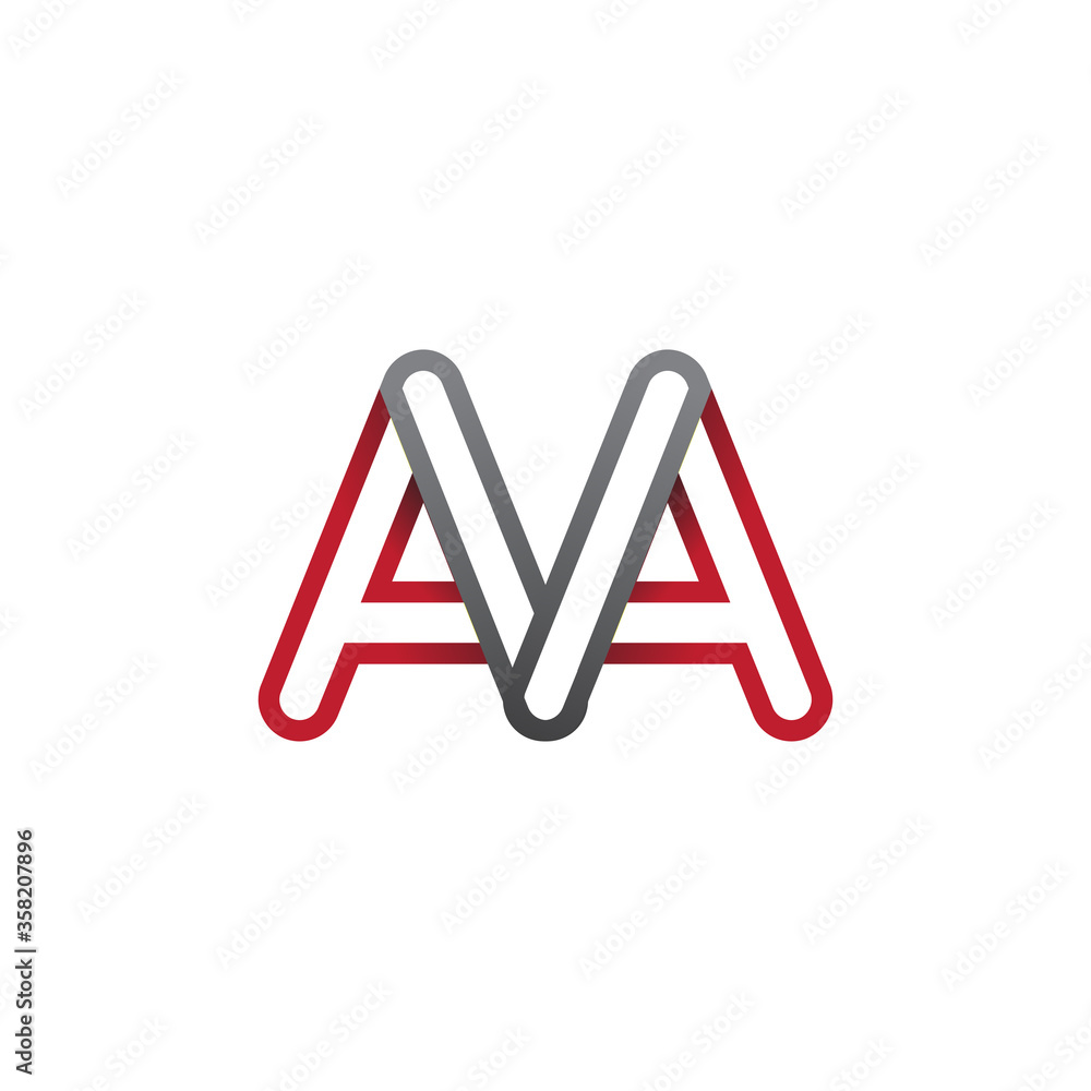 initial logo letter AA, linked outline red and grey colored, rounded logotype initial logo letter AA, linked outline red and grey colored, rounded logotype