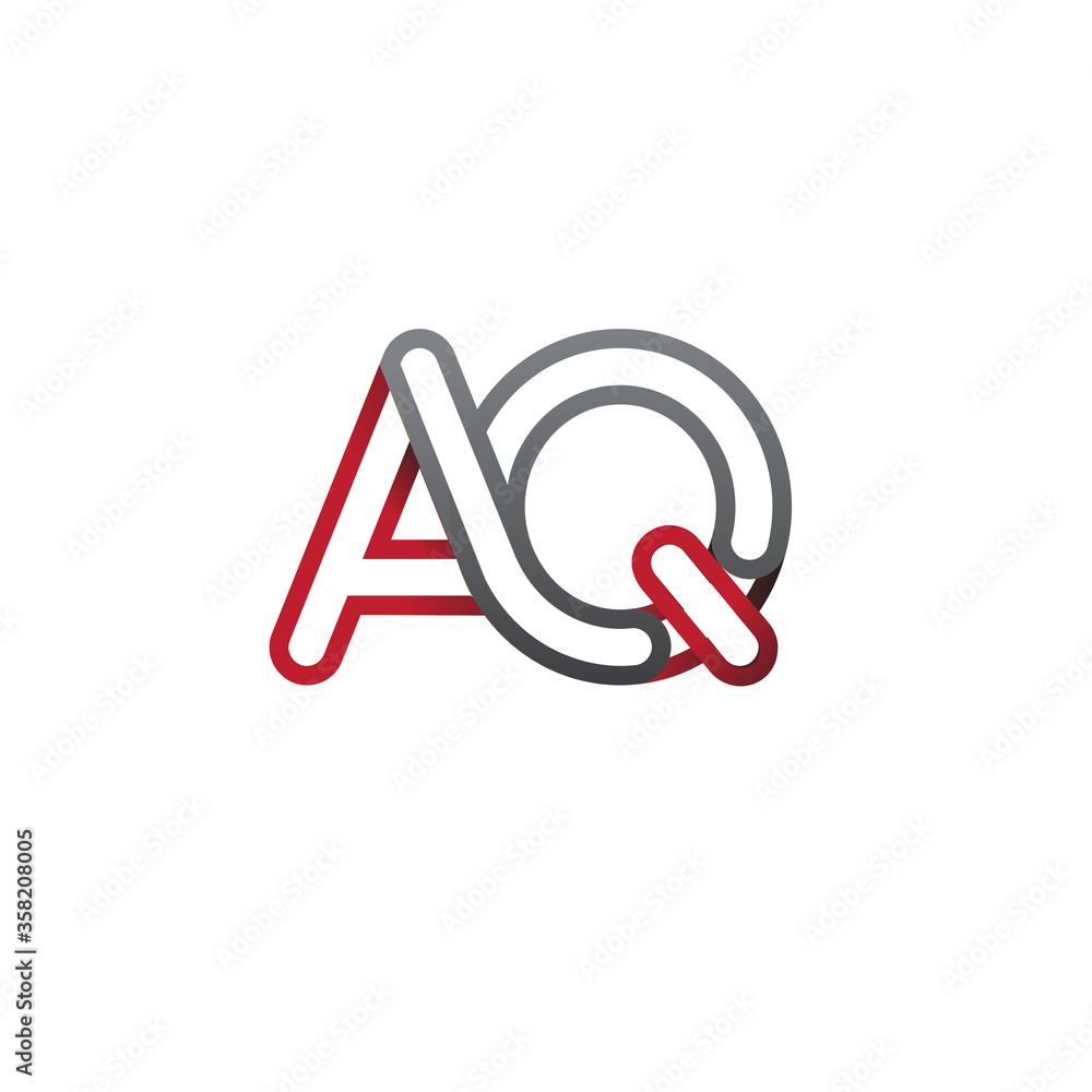initial logo letter AQ, linked outline red and grey colored, rounded logotype initial logo letter AQ, linked outline red and grey colored, rounded logotype