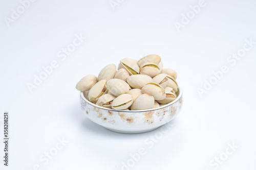  Pistachio Nuts isolated on a white background.