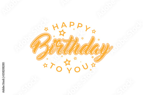 Happy birthday paper sign over confetti. Vector holiday illustration.