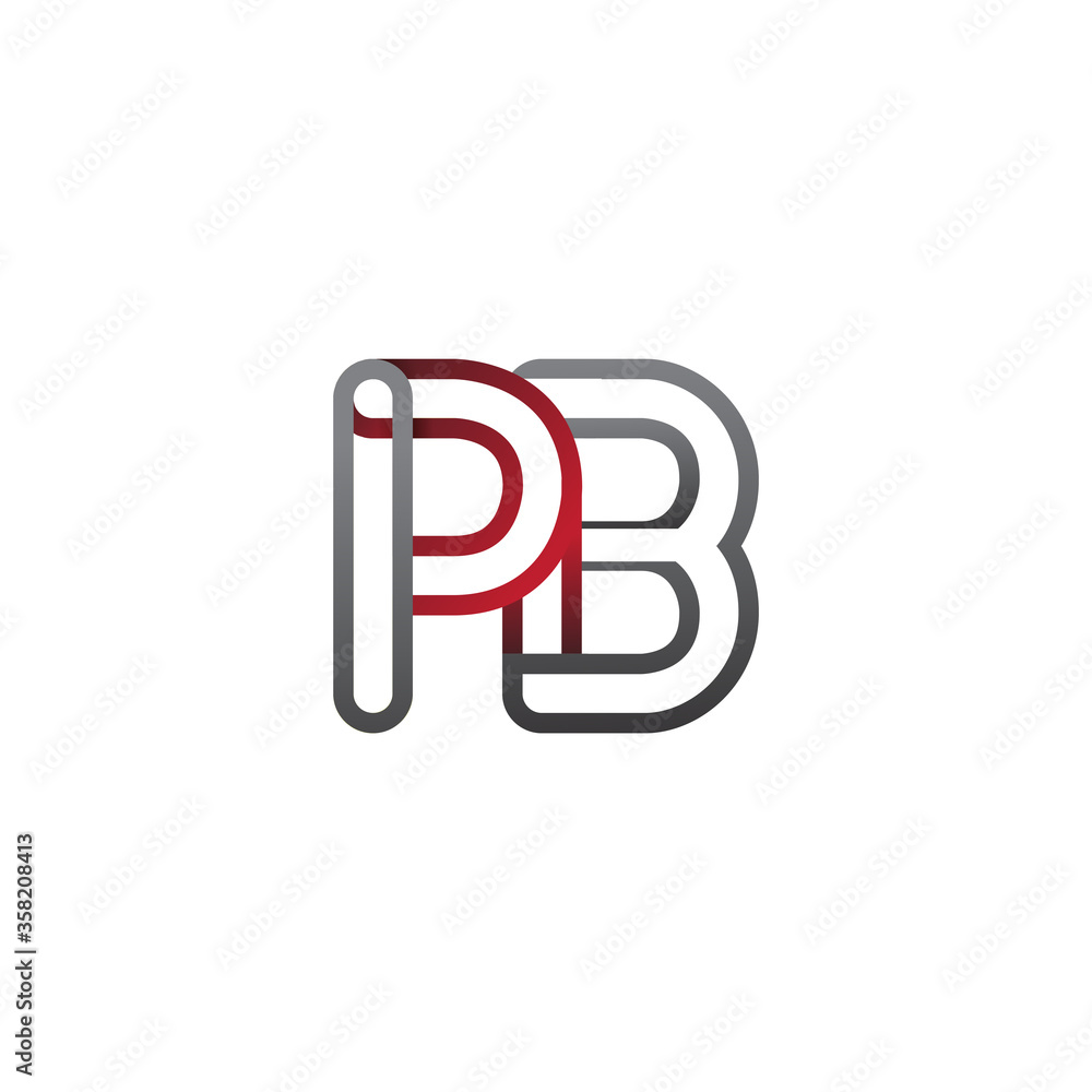 initial logo letter PB, linked outline red and grey colored, rounded logotype initial logo letter PB, linked outline red and grey colored, rounded logotype