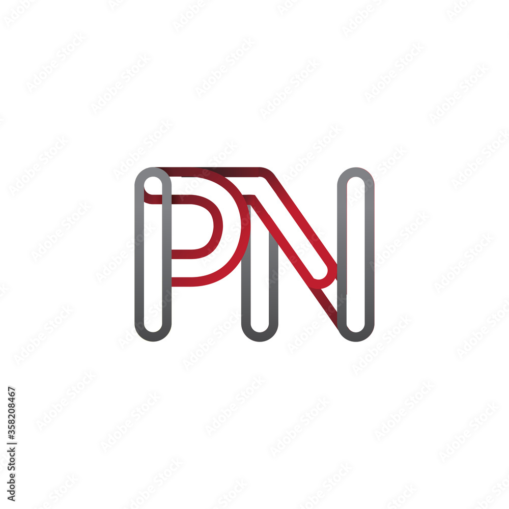initial logo letter PN, linked outline red and grey colored, rounded logotype initial logo letter PN, linked outline red and grey colored, rounded logotype