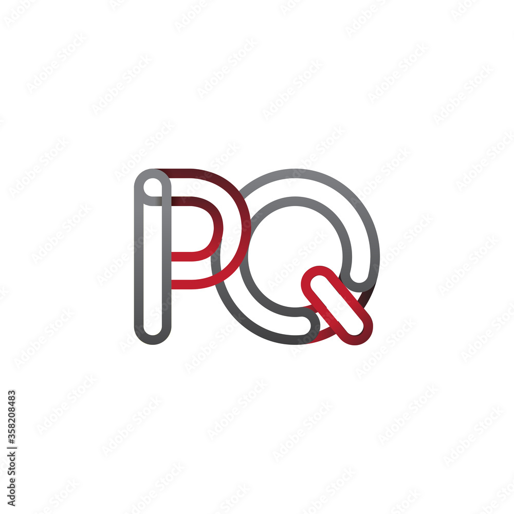 initial logo letter PQ, linked outline red and grey colored, rounded logotype initial logo letter PQ, linked outline red and grey colored, rounded logotype