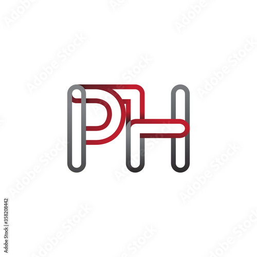 initial logo letter PH, linked outline red and grey colored, rounded logotype © Vectorideas