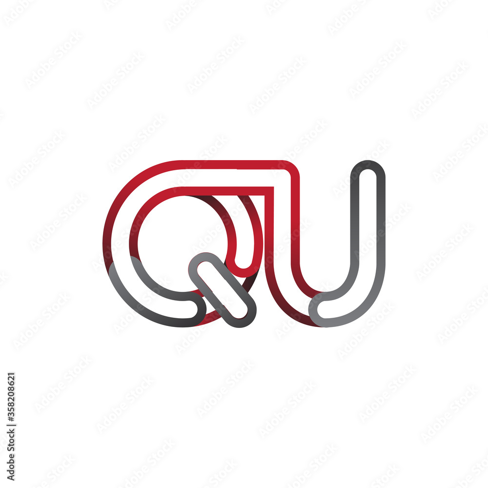 initial logo letter QU, linked outline red and grey colored, rounded logotype initial logo letter QU, linked outline red and grey colored, rounded logotype