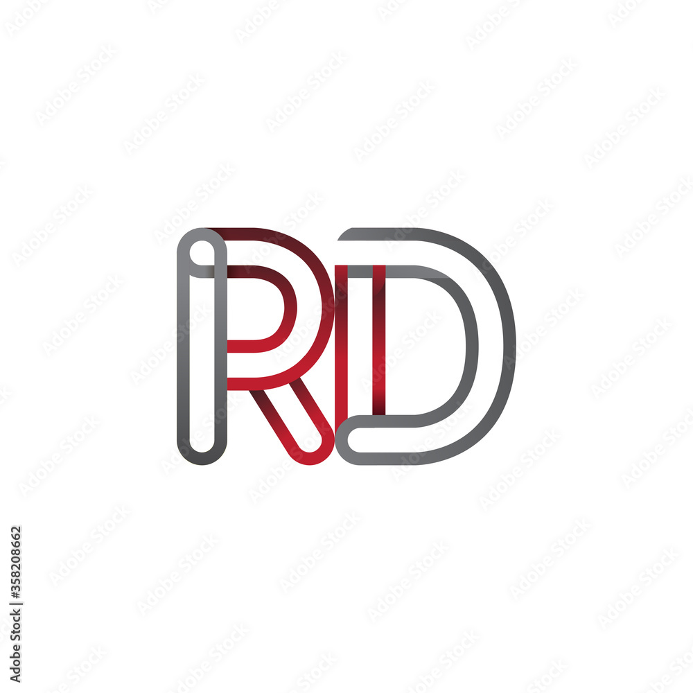 initial logo letter RD, linked outline red and grey colored, rounded logotype initial logo letter RD, linked outline red and grey colored, rounded logotype