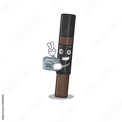 a professional photographer eyebrow pencil cartoon picture working with camera