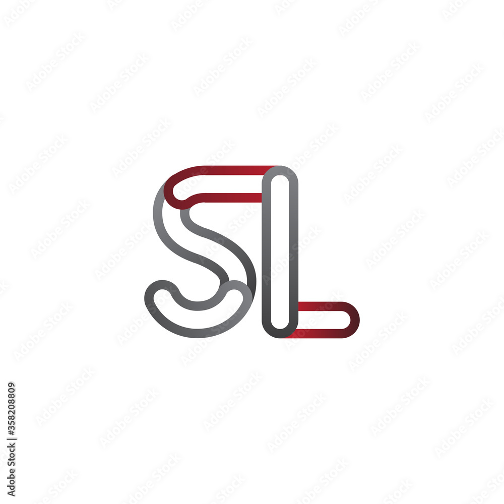 initial logo letter SL, linked outline red and grey colored, rounded logotype initial logo letter SL, linked outline red and grey colored, rounded logotype