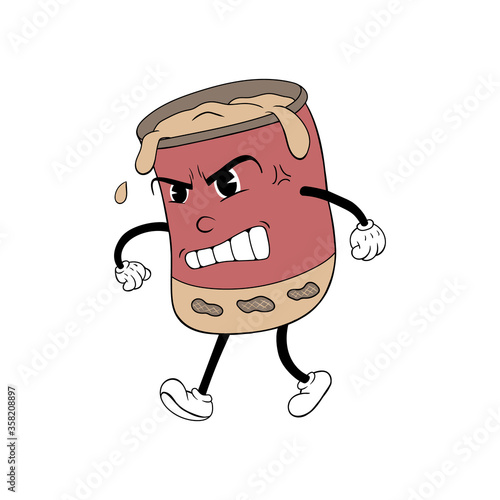 Cartoon character of Angry peanut butter jar with rubber hose style Stock  Vector | Adobe Stock