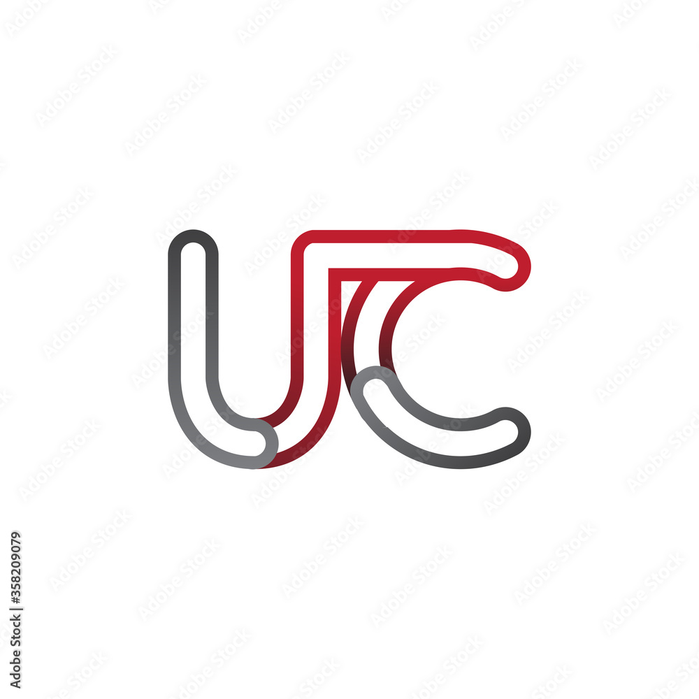 initial logo letter UC, linked outline red and grey colored, rounded logotype initial logo letter UC, linked outline red and grey colored, rounded logotype