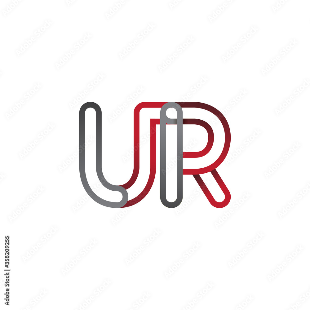 initial logo letter UR, linked outline red and grey colored, rounded logotype initial logo letter UR, linked outline red and grey colored, rounded logotype