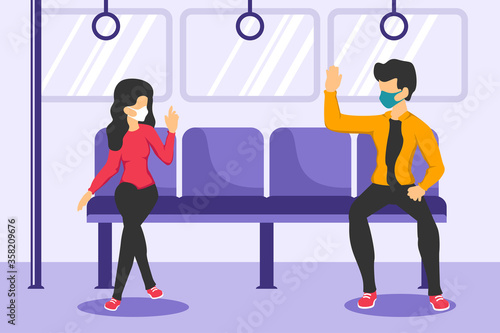 social distancing vector illustration, Social distancing, keep distance in public society people to protect from covid-19Basic RGB