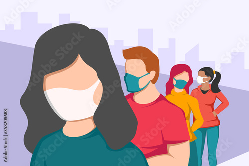 Basic RGBsocial distancing vector illustration, Social distancing, keep distance in public society people to protect from covid-19