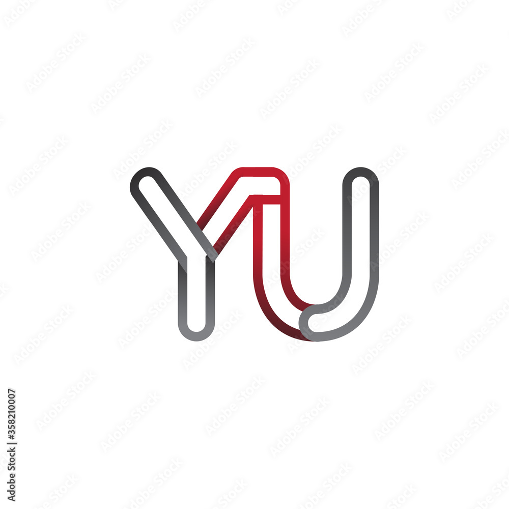 initial logo letter YU, linked outline red and grey colored, rounded logotype initial logo letter YU, linked outline red and grey colored, rounded logotype